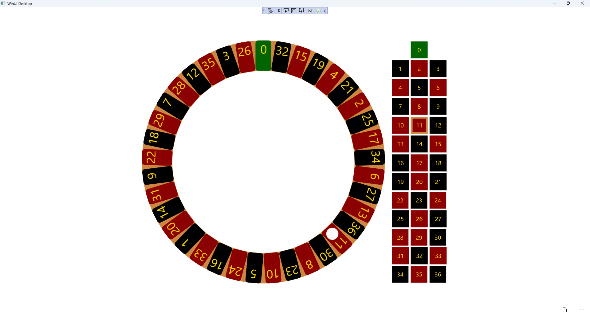 Lucky Roulette Running and Output