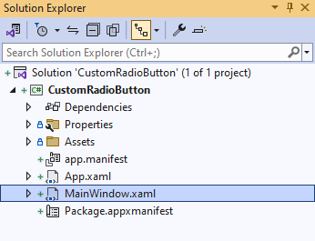 Solution Explorer MainWindow.xaml